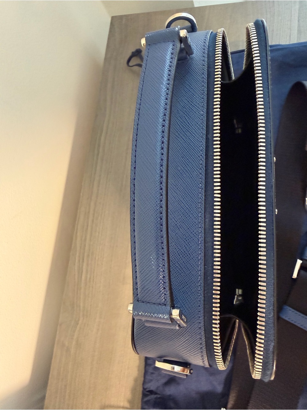 Prada Brique Medium Saffiano Leather Bag in Blue - Picture 11 of 11